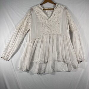 Women's Boho Fairy Peasant Sheer Silk Lace Top Made in Italy SZ Large Tendenze